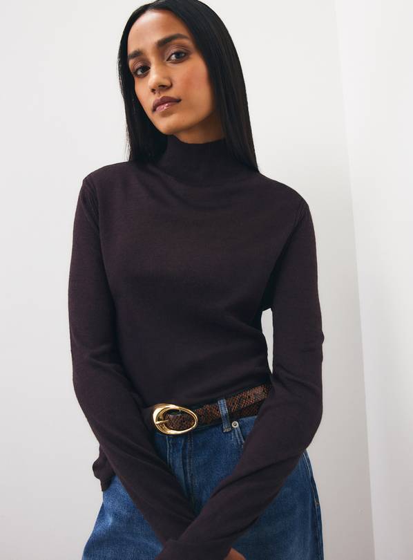 Dark Red Super Fine Knit Roll Neck Jumper XXL